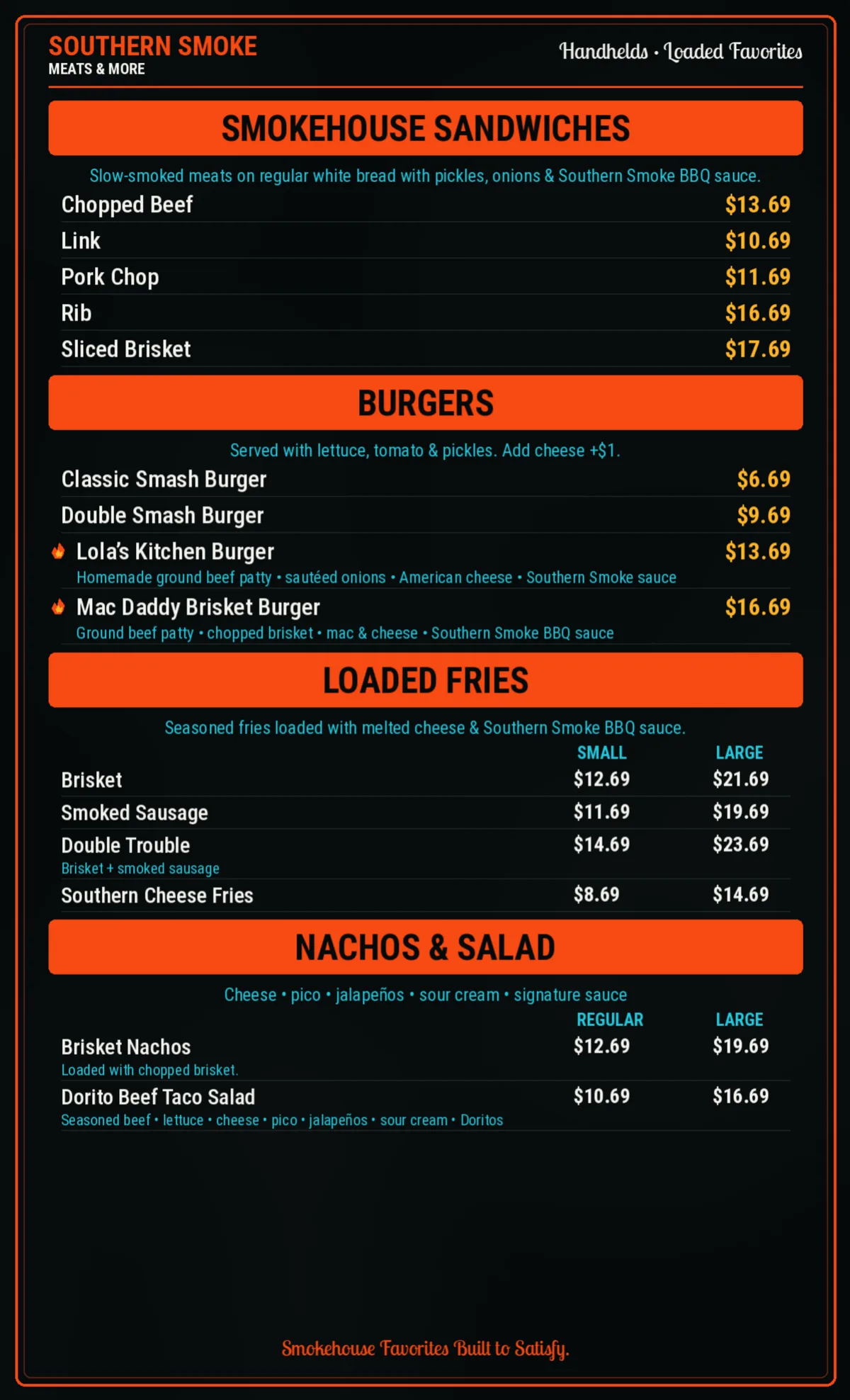 Southern Smoke Full Menu, page 2 of 5
