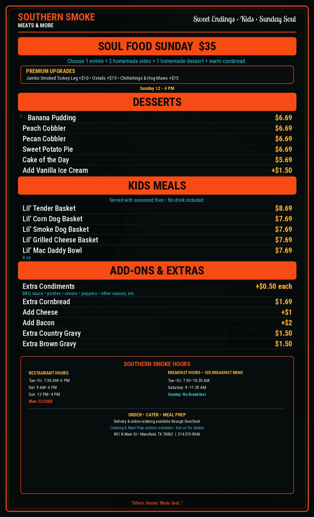 Southern Smoke Full Menu, page 5 of 5